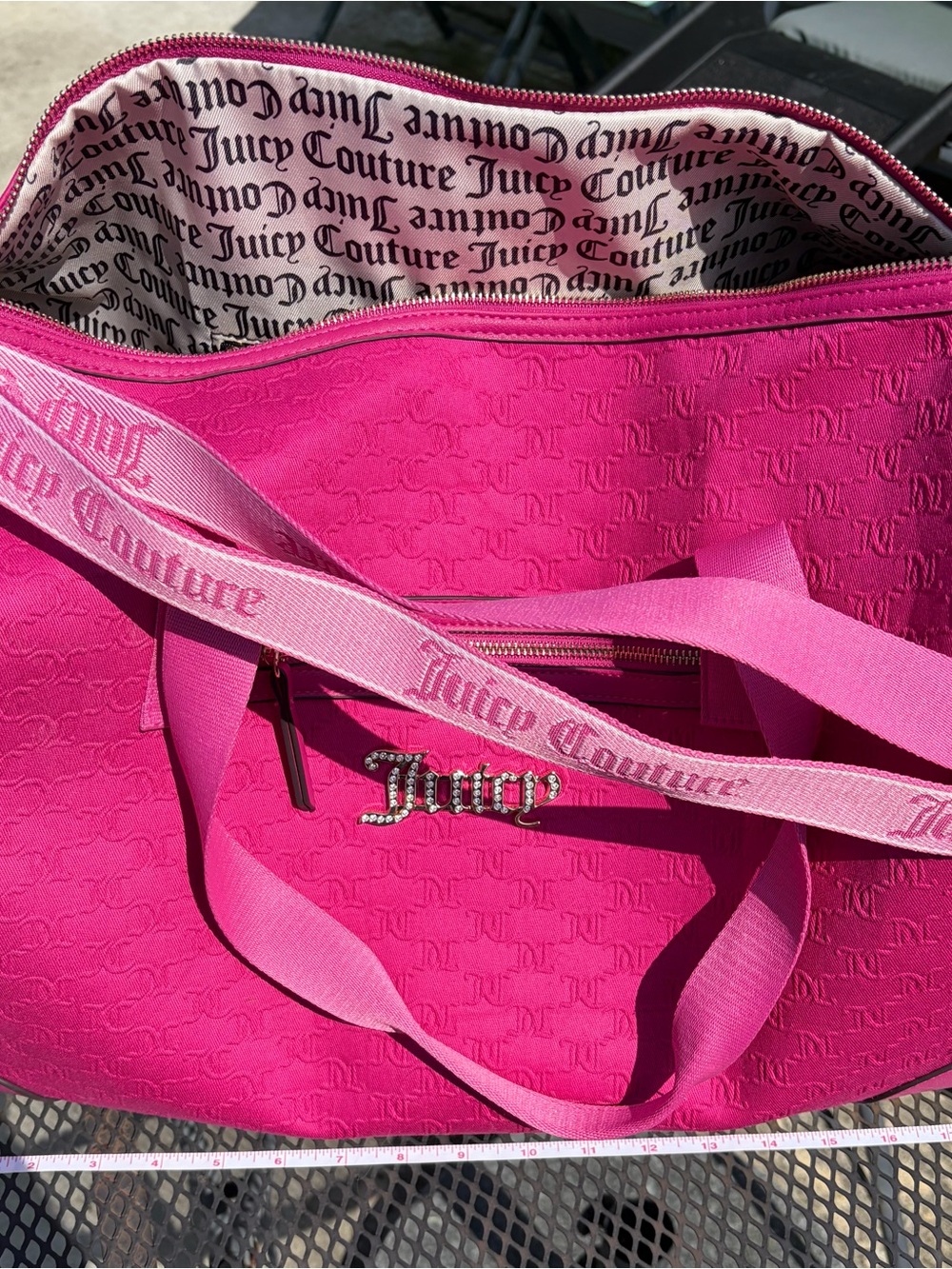Juicy Couture Bright Pink Logo-Embellished weekender bag